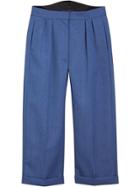 Burberry Wool Mohair Cropped Tailored Trousers - Blue