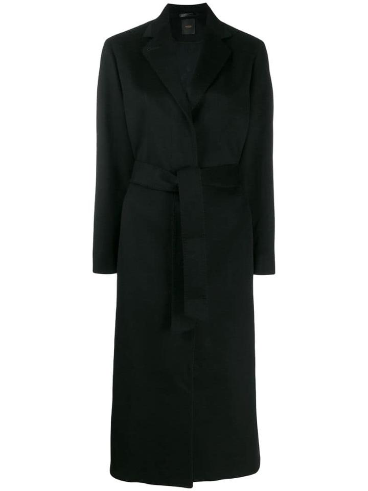 Agnona Long Belted Coat - Black