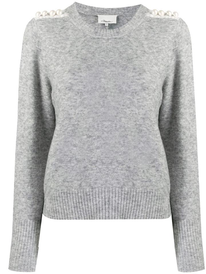 3.1 Phillip Lim Pearl Embellished Sweater - Grey