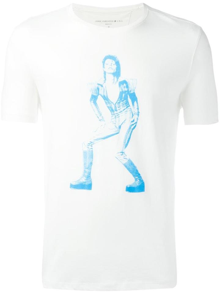 John Varvatos 'david Bowie' Print T-shirt, Men's, Size: Xl, White, Cotton/modal