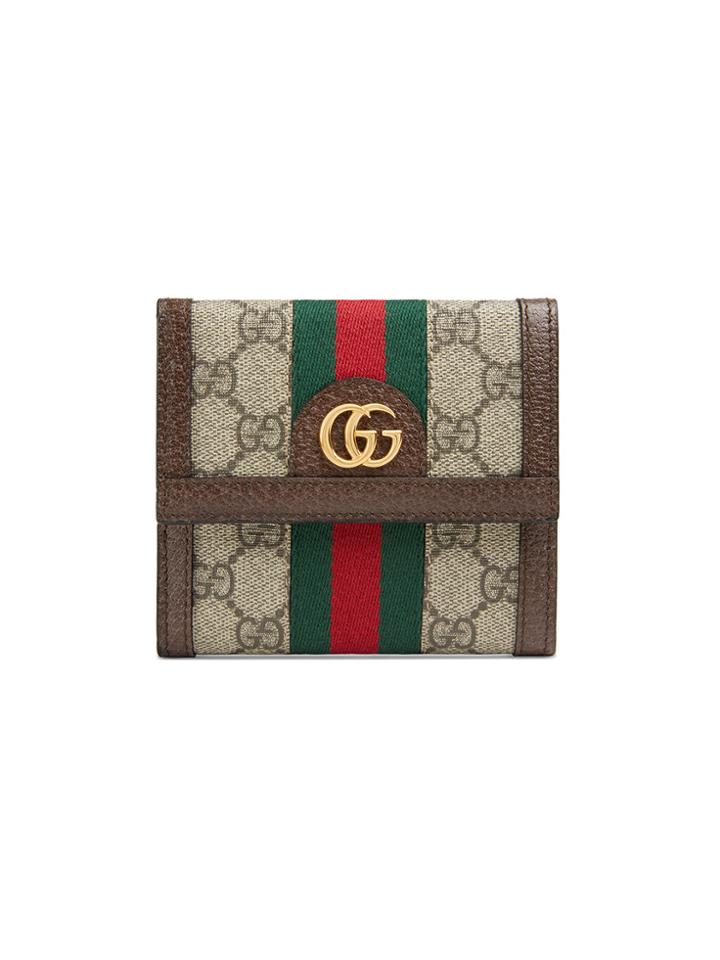 Gucci Ophidia Gg French Flap Wallet - Brown
