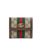 Gucci Ophidia Gg French Flap Wallet - Brown