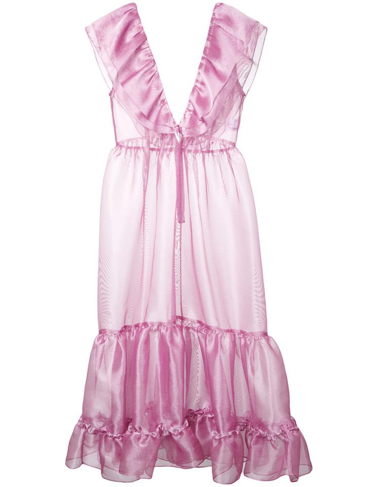 Fleamadonna Ruffled Sheer Dress, Women's, Size: Medium, Pink/purple, Nylon/polyester