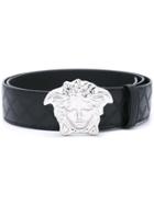 Versace 'palazzo Medusa' Greca Detail Belt - Black