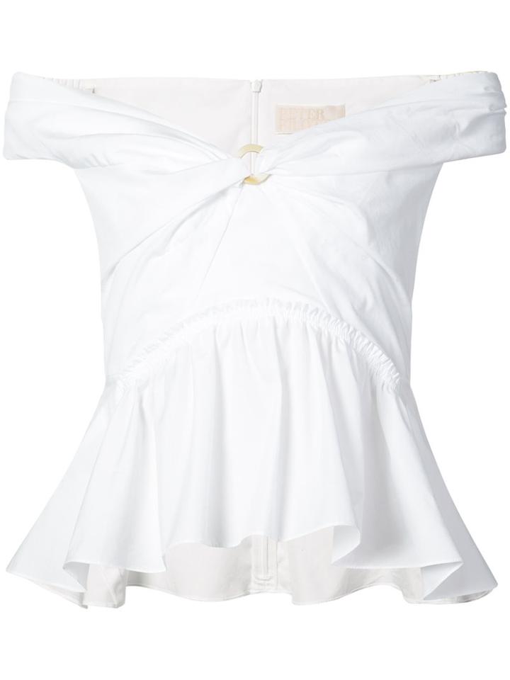 Peter Pilotto - Bardot O-ring Blouse - Women - Cotton - 12, White, Cotton