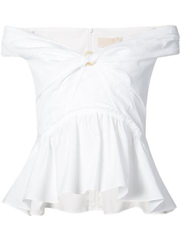 Peter Pilotto - Bardot O-ring Blouse - Women - Cotton - 12, White, Cotton