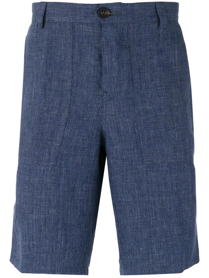 Brunello Cucinelli Knee-length Short, Men's, Size: 56, Blue, Cotton/linen/flax