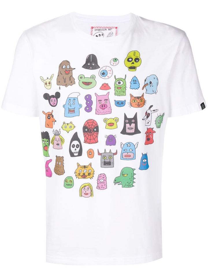 Hydrogen Cartoon Characters T-shirt - White