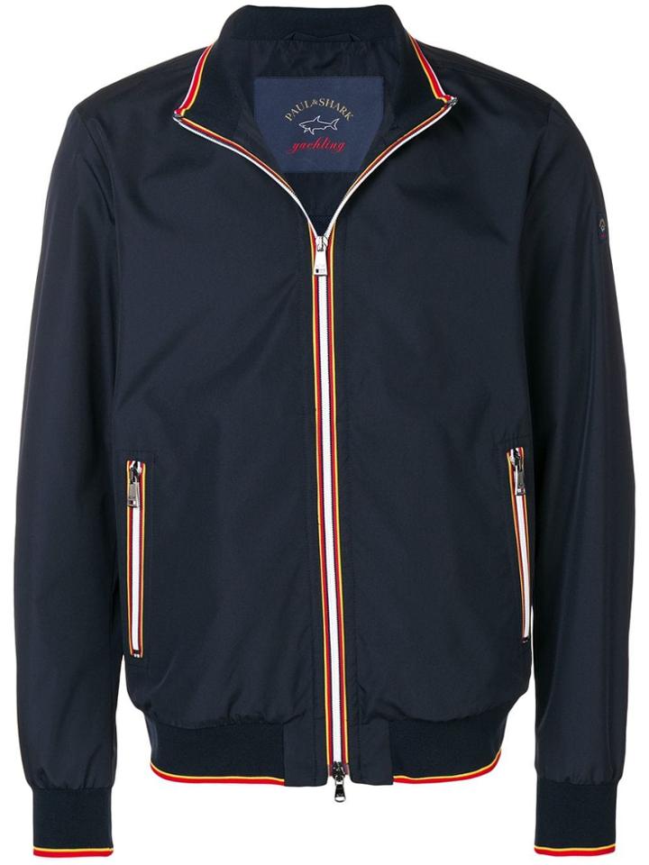 Paul & Shark Tricolour-trim Bomber Jacket - Blue