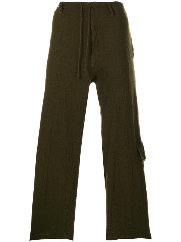 Yohji Yamamoto Loose Fit Cropped Trousers - Green