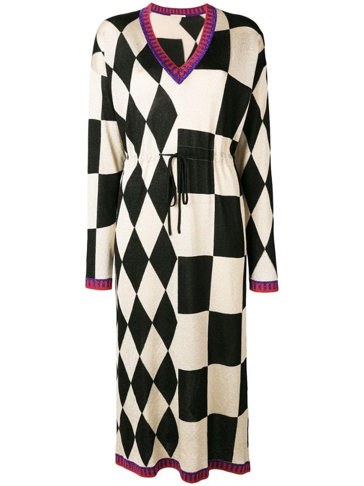 Marco De Vincenzo Checked Long Dress - Black