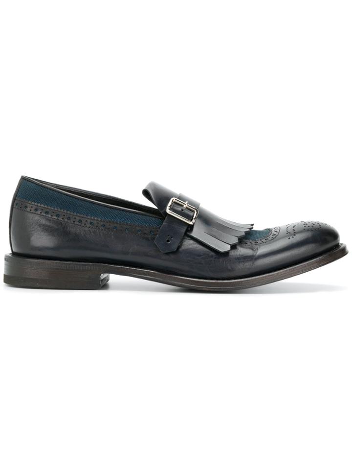 Al Duca D'aosta 1902 Fringe Front Monk Shoes - Black