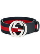 Gucci Web Stripe Gg Buckle Belt, Men's, Size: 95, Blue, Polyamide/leather