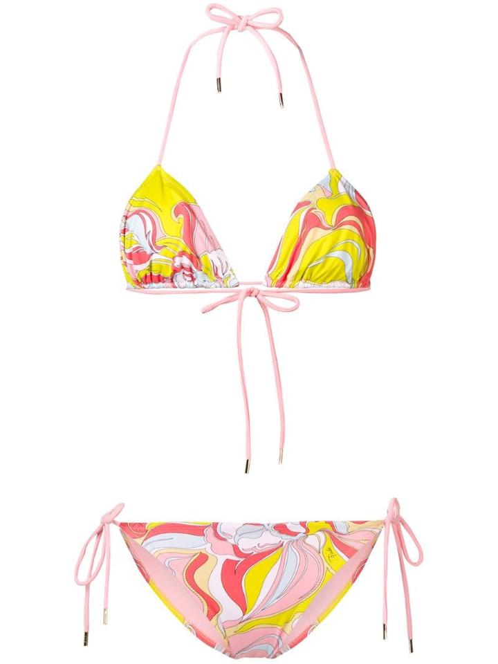 Emilio Pucci Rivera Print Triangle Bikini - Pink