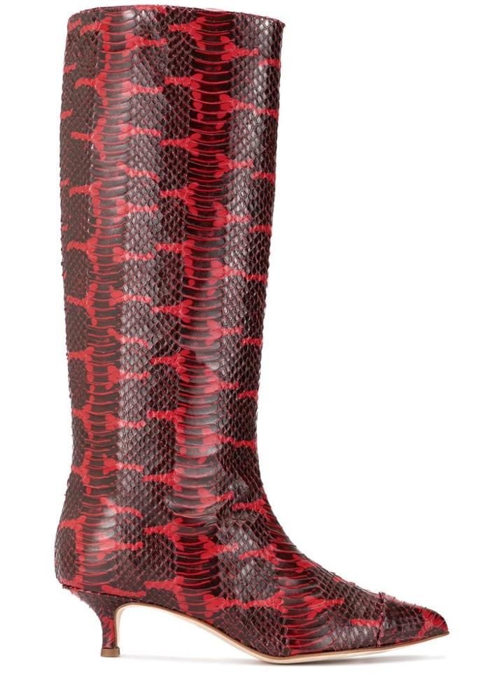 Tibi Snakeskin-effect Boots - Red