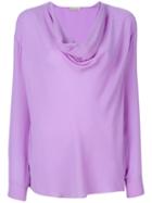 Emilio Pucci - Cowl-neck Blouse - Women - Silk - 44, Pink/purple, Silk