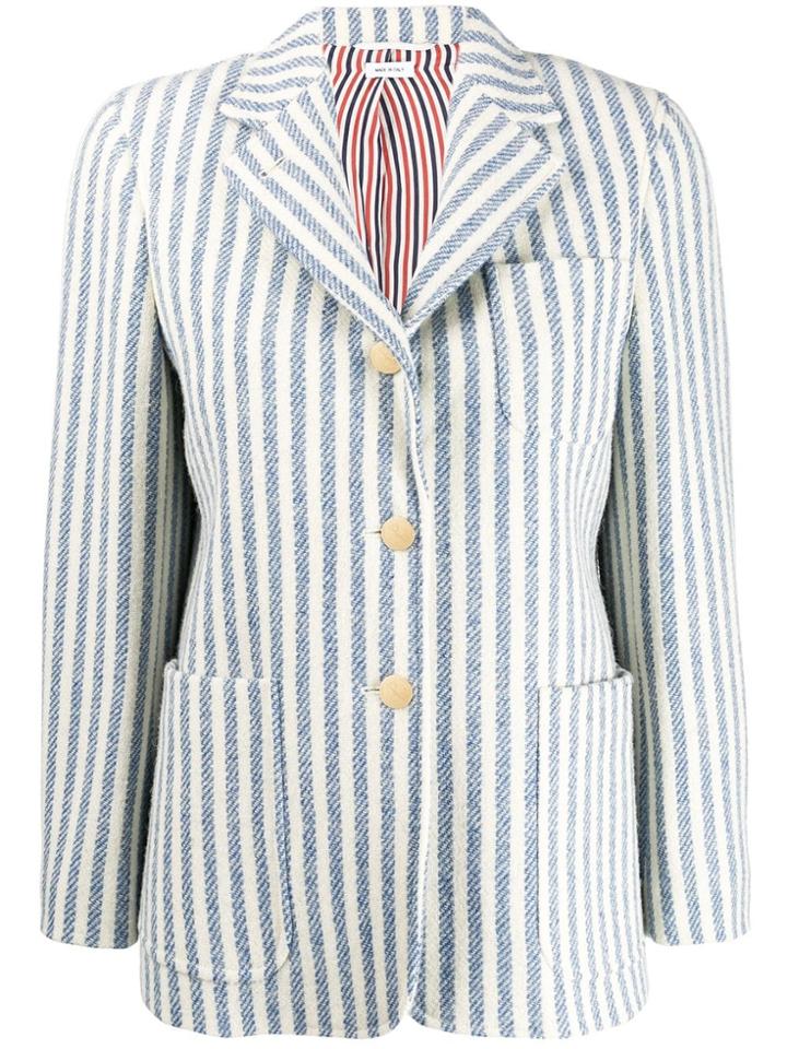 Thom Browne University Stripe Tweed Sack Jacket - Blue