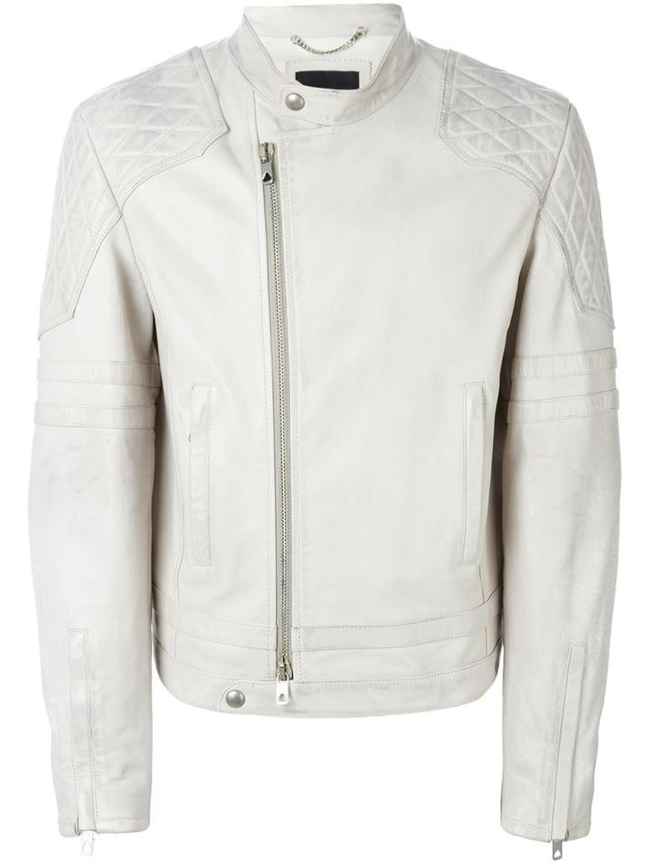 Diesel Black Gold Quilted Shoulder Leather Jacket