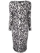 Norma Kamali Leopard Print Striped Dress - White