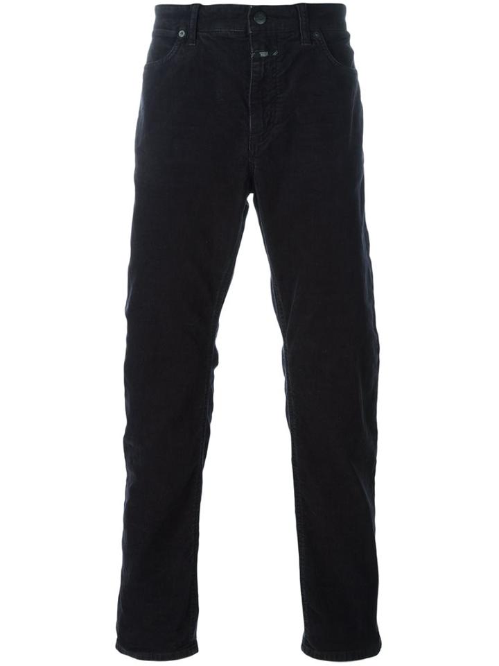Closed Straight Leg Trousers, Men's, Size: 33/34, Black, Spandex/elastane/cotton