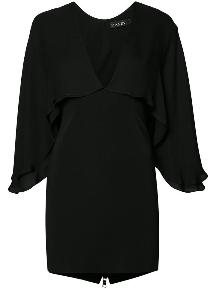 Haney V-neck Cape Dress, Women's, Size: 6, Black, Spandex/elastane/silk