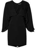 Haney V-neck Cape Dress, Women's, Size: 6, Black, Spandex/elastane/silk