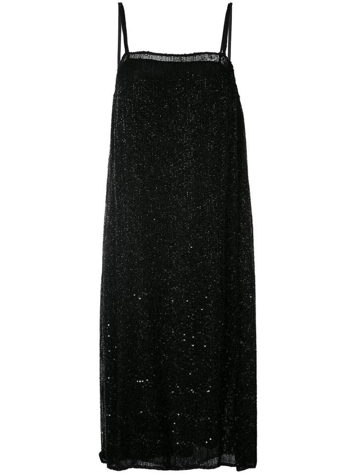 Ashish - Beaded Chiffon Slip Dress - Women - Nylon - S, Black, Nylon