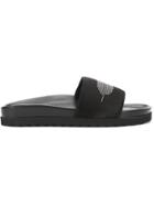 Buscemi Feather Embellished Slides - Black