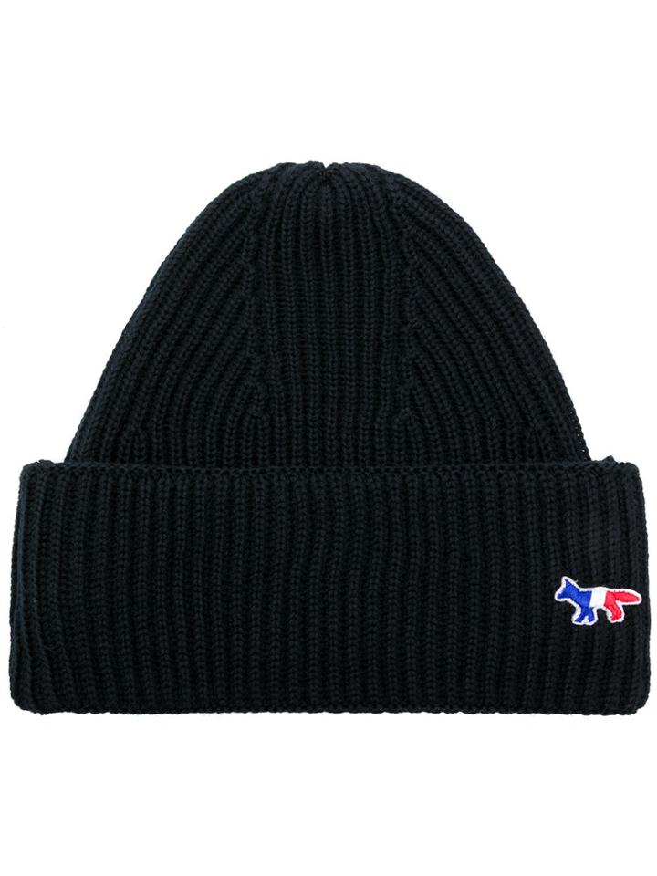 Maison Kitsuné Ribbed Beanie - Black
