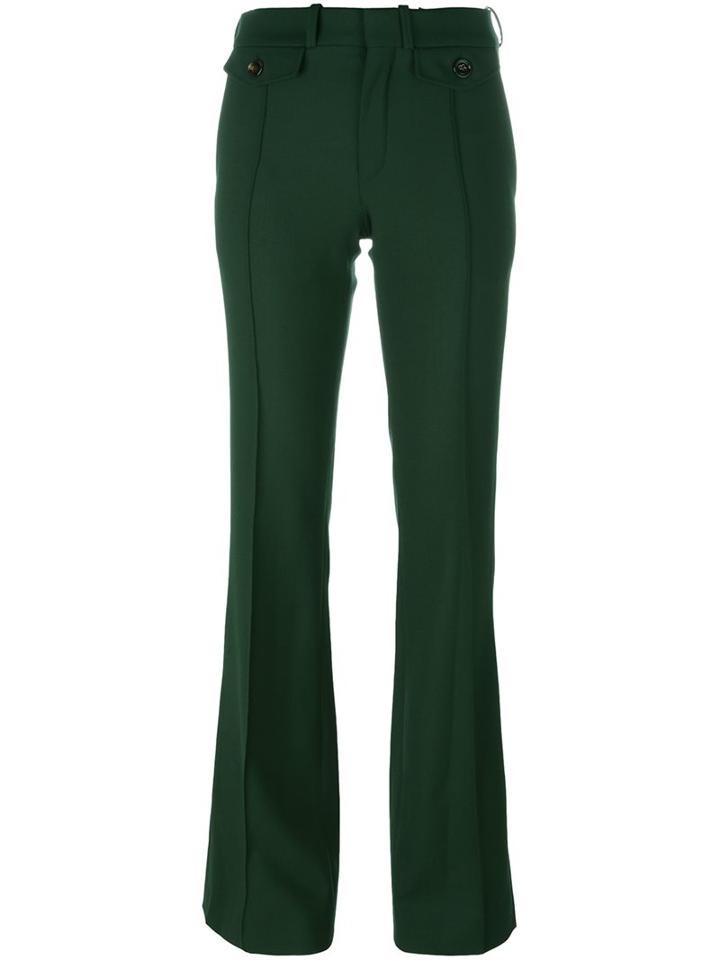 Chloé Fitted Flared Trousers, Women's, Size: 36, Green, Spandex/elastane/virgin Wool/acetate/silk