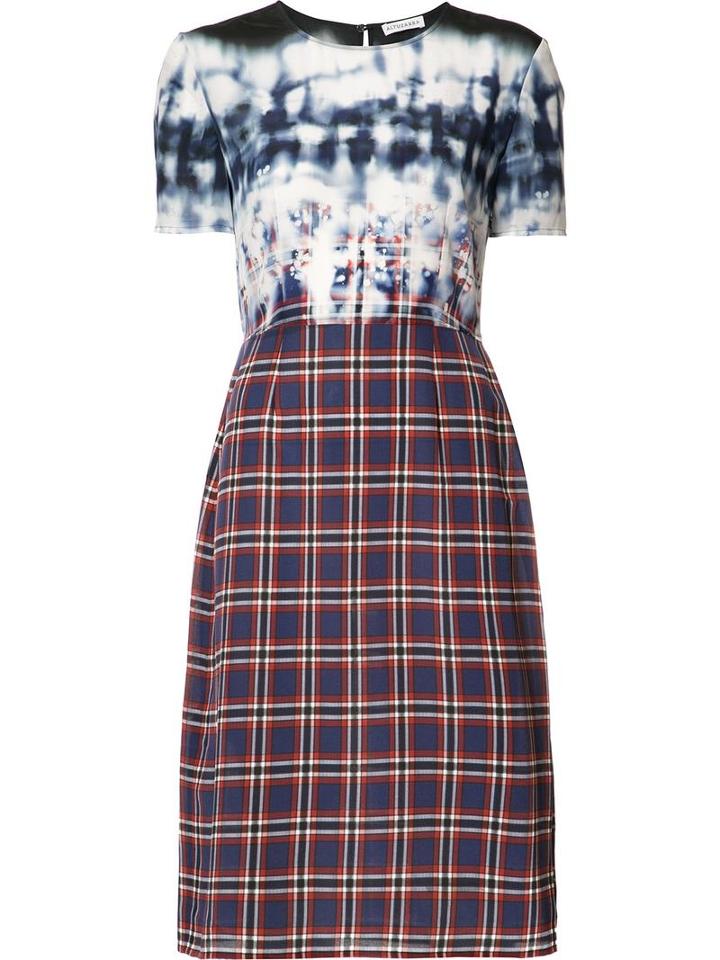Altuzarra Tie Dye Check Fitted Dress, Women's, Size: 40, Blue, Silk