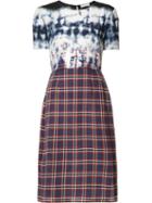 Altuzarra Tie Dye Check Fitted Dress, Women's, Size: 40, Blue, Silk