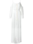 Balmain Draped Cold Shoulder Dress, Women's, Size: 36, White, Cotton