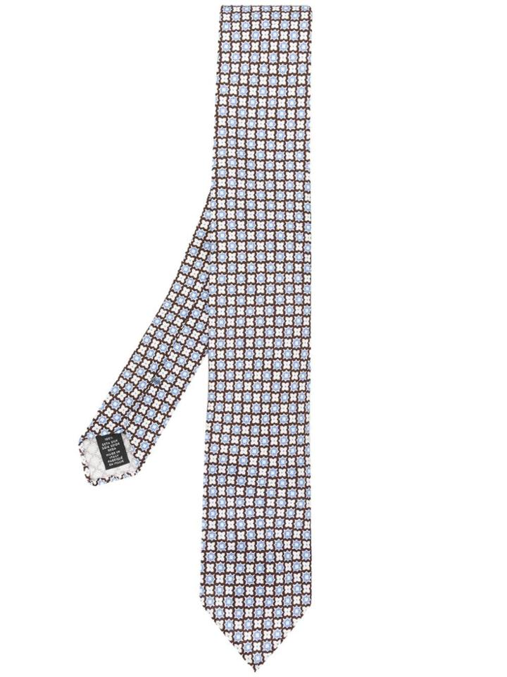 Ermenegildo Zegna Geometric Floral Pattern Tie - Blue