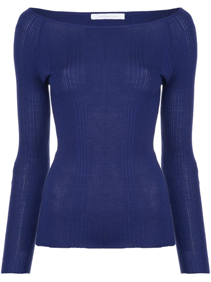 Estnation Ribbed Bateau Sweater - Blue