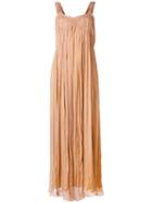 Mes Demoiselles - Crepe Long Ruched Dress - Women - Viscose - 38, Nude/neutrals, Viscose