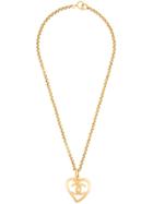 Chanel Vintage Cutout Heart Cc Necklace - Gold