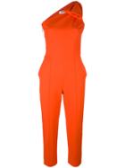 Msgm Bow Detail Jumpsuit, Women's, Size: 42, Yellow/orange, Cotton/polyamide/spandex/elastane