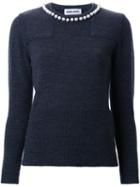 Muveil Collar Embellished Sweater, Women's, Size: 38, Grey, Acrylic/wool