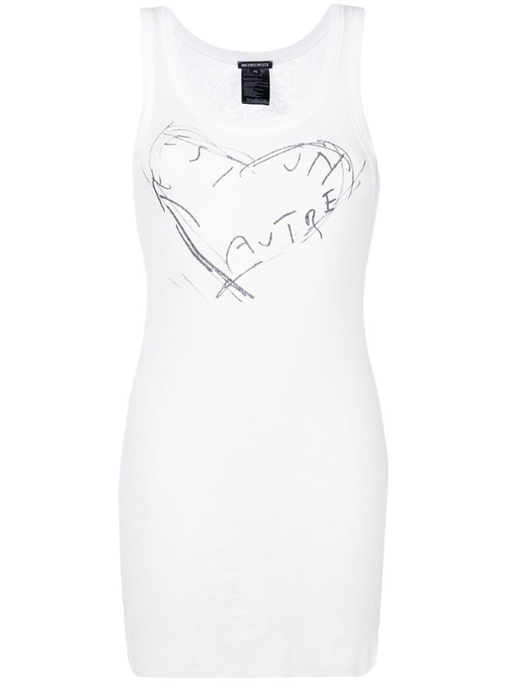 Ann Demeulemeester Heart Print Tank Top - White