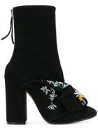 No21 Embroidered Ankle Length Boots - Black
