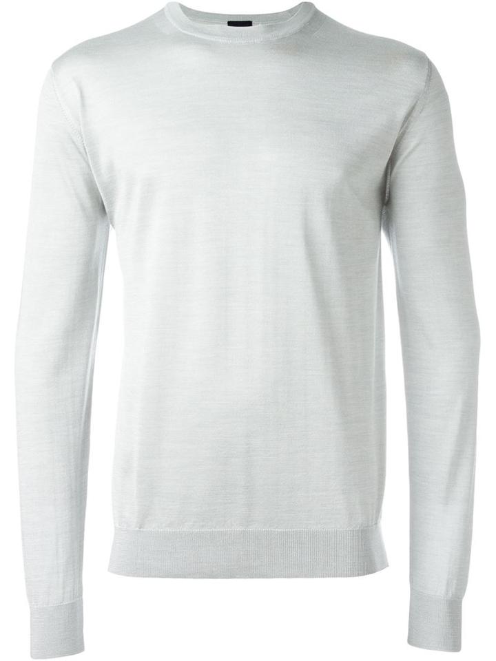 Lanvin Crew Neck Jumper, Men's, Size: L, Grey, Silk