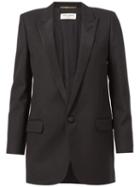 Saint Laurent Peaked Lapel Blazer, Women's, Size: 40, Black, Silk/wool