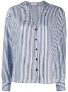 Sandro Paris V-neck Striped Shirt - Blue