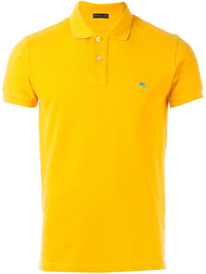 Etro Embroidered Logo Polo Shirt, Men's, Size: Xl, Yellow/orange, Cotton