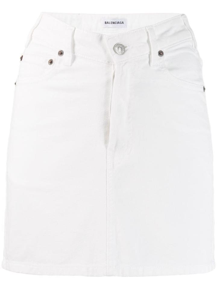 Balenciaga Denim Mini Skirt - White