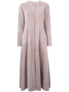 Giambattista Valli Long Flared Coat, Women's, Size: 42, Pink/purple, Silk/lamb Fur