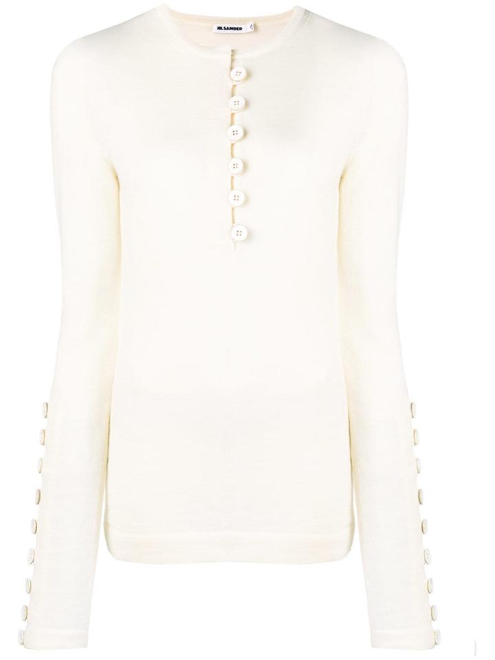 Jil Sander Button Detail Fine Knit Sweater - Nude & Neutrals