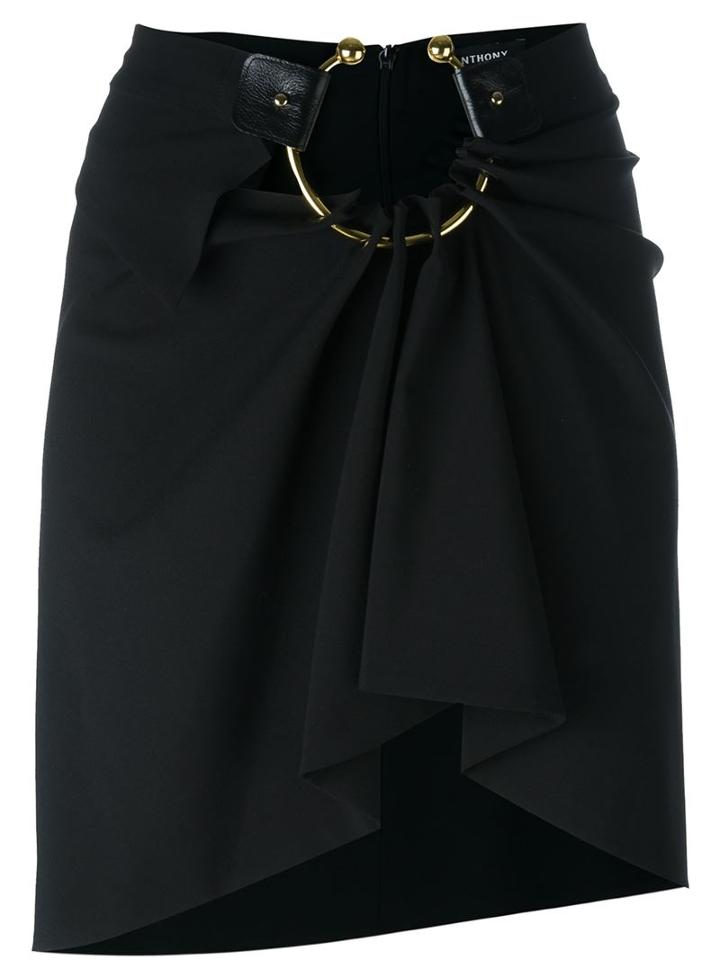 Anthony Vaccarello Hoop Mini Skirt, Women's, Size: 40, Black, Calf Leather/spandex/elastane/virgin Wool/zamak
