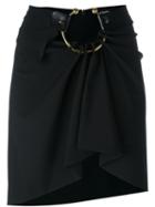 Anthony Vaccarello Hoop Mini Skirt, Women's, Size: 40, Black, Calf Leather/spandex/elastane/virgin Wool/zamak